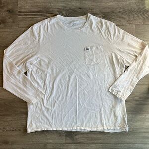 Vineyard Vines Men’s Long Sleeve Whale Logo Pocket Tee T-Shirt Cotton White 2XL